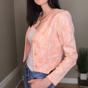 Vintage Peach Paisley Bolero Cropped Jacket